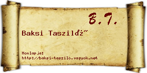 Baksi Tasziló névjegykártya
